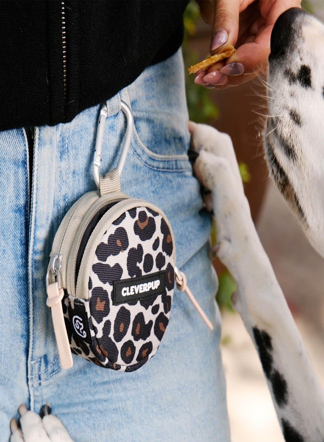 Cleverpup, Snackpack Double Insulated Dog Treat Pouch - Holds 1.5 Cups - Dog Training and Walks Snack Bag, Two Pockets for Dry or Wet Treats, Attaches to Leash, Belt, or Bag - Leopard - Image 4