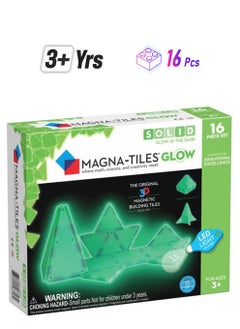 MAGNA-TILES Glow In The Dark 16-piece Set, Original 3d Magnetic Building Tiles, For Kids Ages 3+  - Image 1