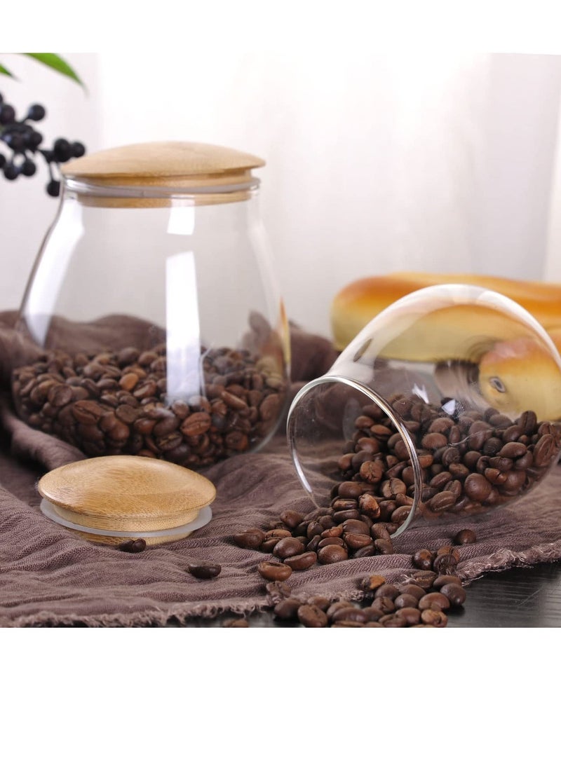Excefore Clear Glass Storage Canister Holder, 400 ML/13 FL OZ Glass Food Storage Containers, with Airtight Bamboo Lid, Round Decorative Container Jar, for Coffee, Spice, Candy, Salt, Condiment, Pepper, Sugar  - Image 3