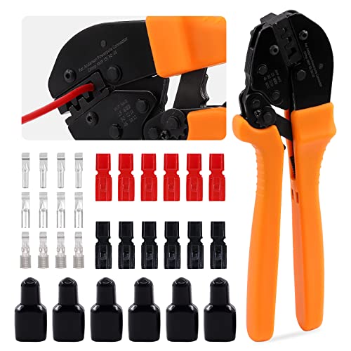 Glarks 31Pcs Power Connector Crimper Assortment Kit Set including Ratcheting Wire Crimper with 15A 30A 45A Power Connectors and Cap Compatible with Anderson Connector - Image 1