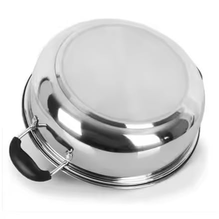 SHREESAMP SHREESAMP Round Cookig Pot 5 Litre Triply Stainless Steel Kadhai with Glass Lid, Induction Compatible Cooking Pot, Flat Bottom, Glass Lid, Gas Safe, Hot Plate Dishwasher Safe  - Image 5