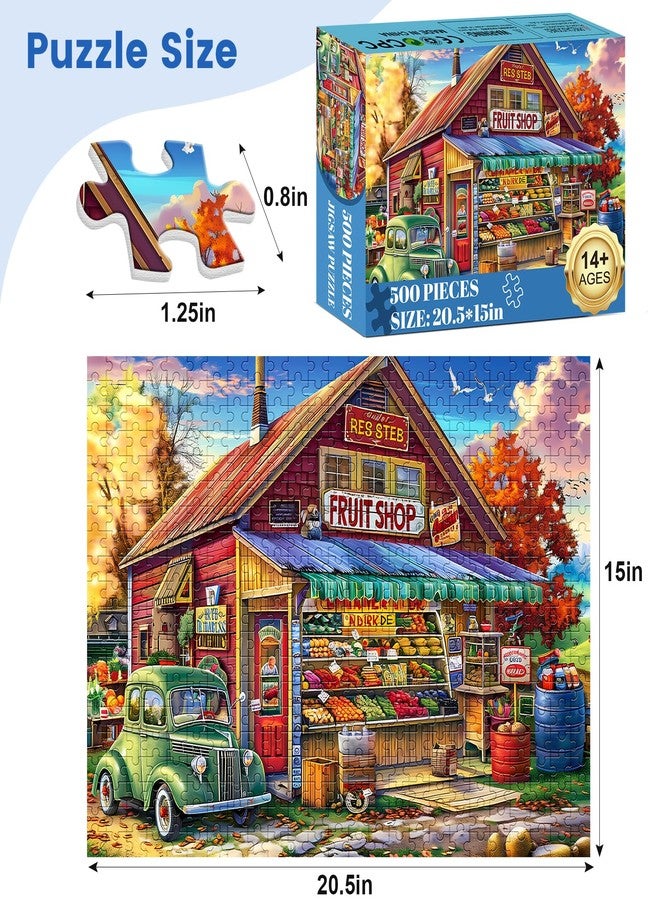 VOLUVOLU 500 Pieces Puzzle for Adults, Country Store Puzzles, Landscape Jigsaw Puzzles, Creative Play Holiday Party Gifts, Fun and Challenging Family Game for Adults Kids Seniors, 20.5x15 in - Image 2