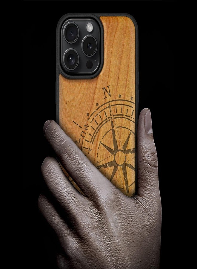 Carveit Magnetic Wooden Case for iPhone 16 Pro Max Case, Wood Artisan Engraved & Black Soft TPU Shockproof Cover, Compatible with MagSafe Wireless Chargers (American Flag) Blackwood - Image 2