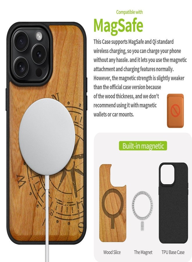 Carveit Magnetic Wooden Case for iPhone 16 Pro Max Case, Wood Artisan Engraved & Black Soft TPU Shockproof Cover, Compatible with MagSafe Wireless Chargers (American Flag) Blackwood - Image 5