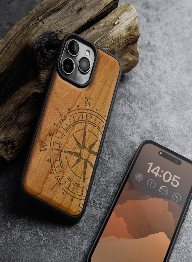 Carveit Magnetic Wooden Case for iPhone 16 Pro Max Case, Wood Artisan Engraved & Black Soft TPU Shockproof Cover, Compatible with MagSafe Wireless Chargers (American Flag) Blackwood - Image 4