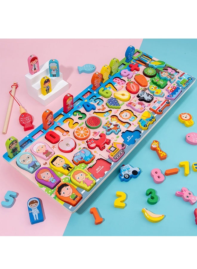 HALAMODO Toddler Montessori Toys Teaches Number, Counting, Wooden Blocks Logarithmic Puzzle Board ,Fun Preschool Learning A Fishing Game For for Boy and Girl - Image 3