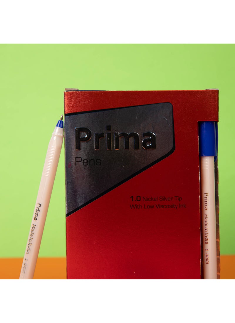 بريما قلم جاف أزرق 1.0 مم - عبوة جامبو 50 حبة، حبر جل منخفض اللزوجة لكتابة طويلة تصل إلى 2000 متر، رأس نيكل فضي، جسم بلاستيكي مريح مع خطوط قبضة، قابل لإعادة التعبئة - Image 4