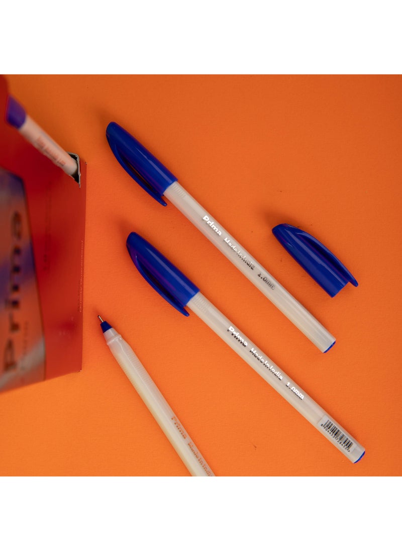بريما قلم جاف أزرق 1.0 مم - عبوة جامبو 50 حبة، حبر جل منخفض اللزوجة لكتابة طويلة تصل إلى 2000 متر، رأس نيكل فضي، جسم بلاستيكي مريح مع خطوط قبضة، قابل لإعادة التعبئة - Image 3