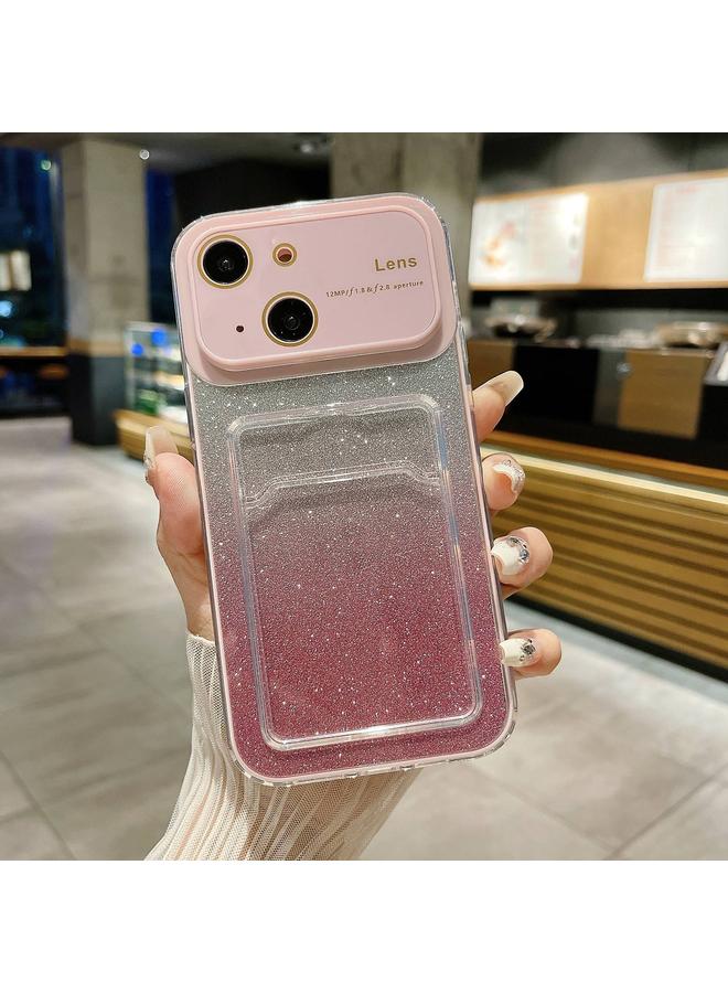 S-TOP Case For iPhone 15 Large Window Gradient Glitter Phone Case with Card Slot - Image 1