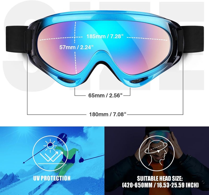 MAMBAOUT 2-Pack Snow Ski Goggles, Snowboard Goggles for Men, Women, Youth, Kids, Boys or Girls - Image 4