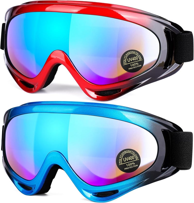 MAMBAOUT 2-Pack Snow Ski Goggles, Snowboard Goggles for Men, Women, Youth, Kids, Boys or Girls - Image 1
