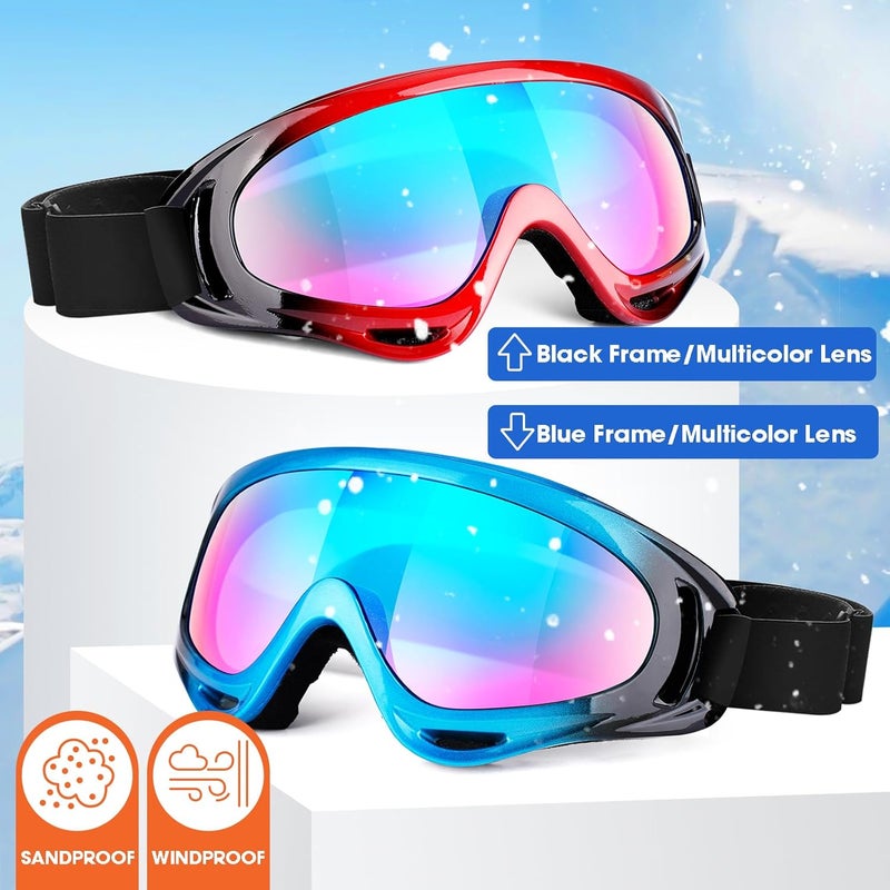 MAMBAOUT 2-Pack Snow Ski Goggles, Snowboard Goggles for Men, Women, Youth, Kids, Boys or Girls - Image 2