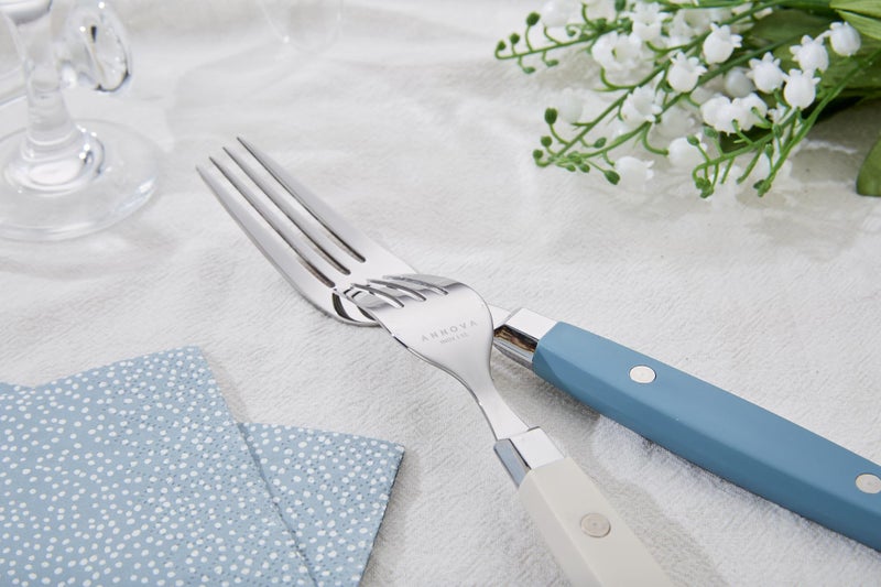 ANNOVA Silverware Set, Retro/Rivet Colorful Stainless Steel Tableware Kitchen Flatware Set Utensils, Includes Dinner Knives, Forks, Spoons, Salad Forks & Dessert Spoons (Morandi Mix, 20 Pieces) - Image 5