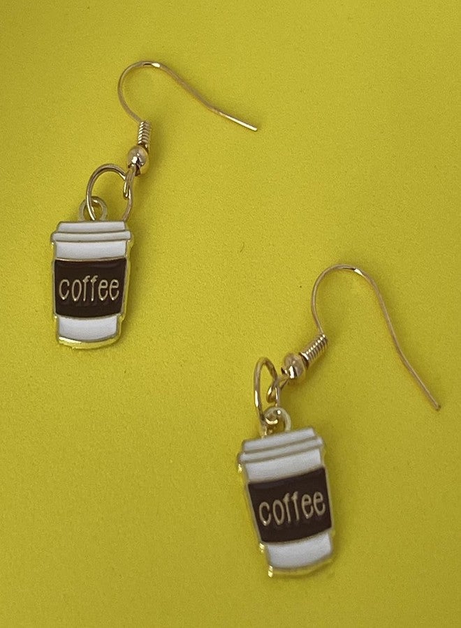 AMOBESTER Coffee Dangle Earring Golden Plated Coffee Mug Dangle Earring for Women Colleague - Image 2