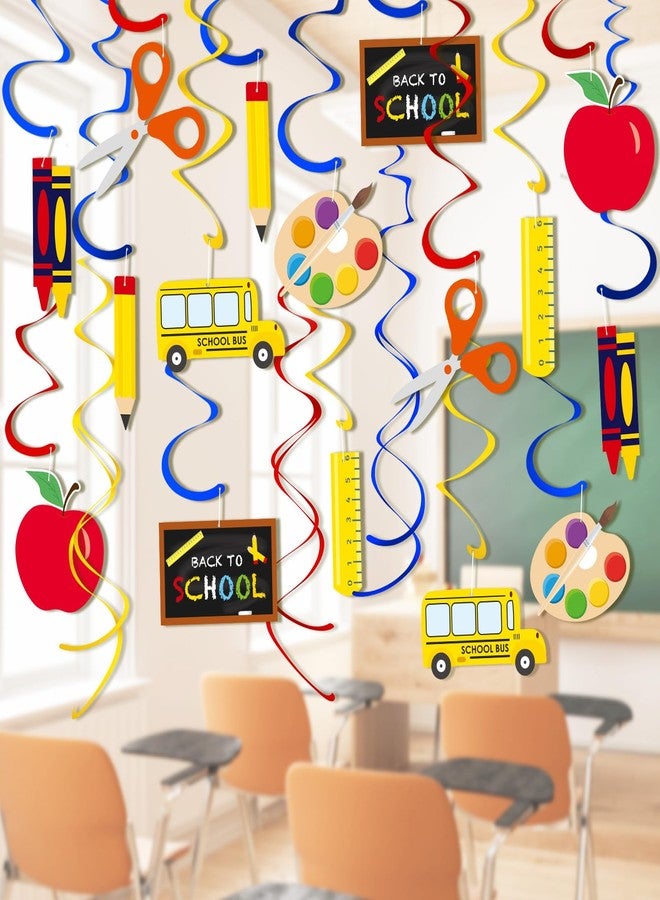 PADELO 46 PCS Back to School Decorations Hanging Swirls - First Day of School Hanging Decor Welcome Back Classroom Ceiling Decoration Streamer for Teacher Student Party Supplies Decor Props - Image 1