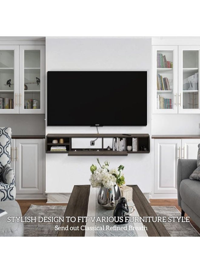 Bixiaomei Floating TV Unit – 58” Wall-Mounted Entertainment Stand with Large Storage & Modern Shelves - Image 1