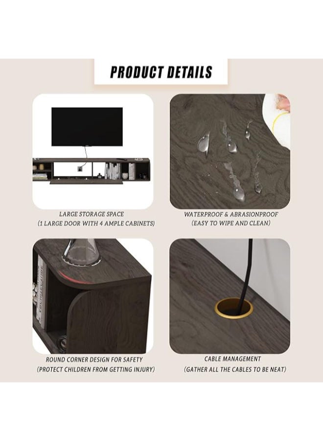 Bixiaomei Floating TV Unit – 58” Wall-Mounted Entertainment Stand with Large Storage & Modern Shelves - Image 4