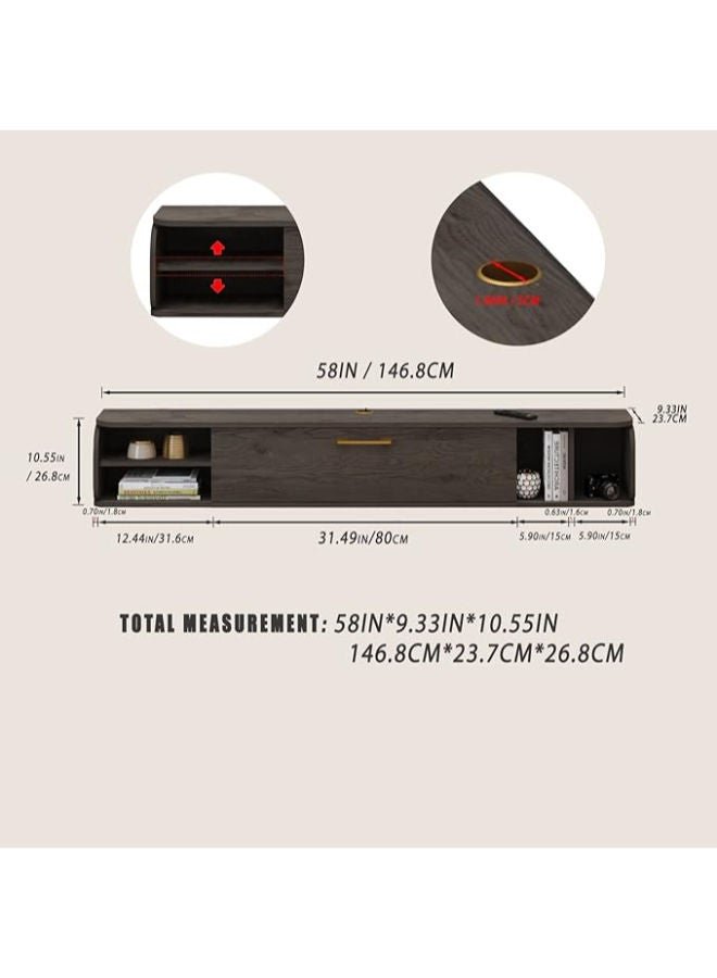 Bixiaomei Floating TV Unit – 58” Wall-Mounted Entertainment Stand with Large Storage & Modern Shelves - Image 3