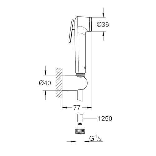 Grohe Tempesta-F Trigger Spray With Flexible Twistfree Hose Pipe And Holder | Health Faucet With 1250mm Hose Pipe | Jet Spray For Toilet With Powerful Cleaning | Starlight Chrome Finish | 27513001 - Image 4