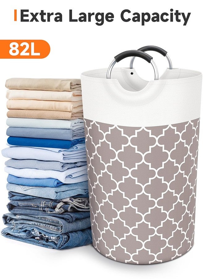 Fabspace Large Laundry Basket Laundry Hamper Bag Washing Bin Clothes Bag Collapsible Tall With Handles Waterproof Travel Bathroom College Essentials Storage For College Dorm, Family (Khaki)82L - Image 5