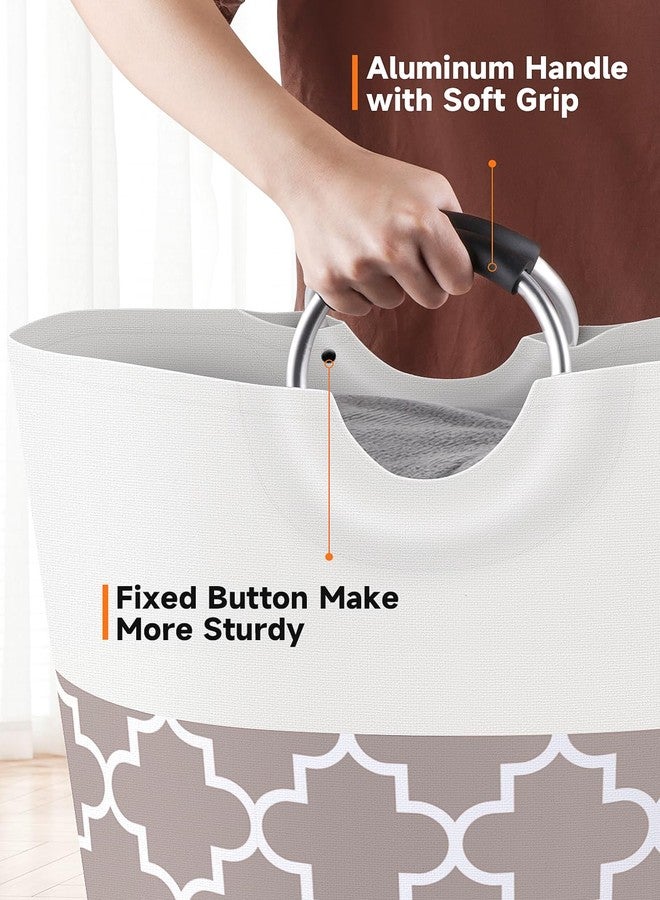 Fabspace Large Laundry Basket Laundry Hamper Bag Washing Bin Clothes Bag Collapsible Tall With Handles Waterproof Travel Bathroom College Essentials Storage For College Dorm, Family (Khaki)82L - Image 4