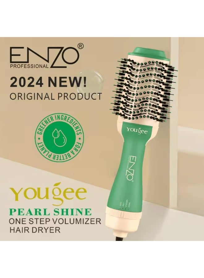 ENZO Professional ENZO EN-6212 Professional One-Step Hair Dryer and Styler - 2-in-1 Volumizing Hot Air Brush with Ionic Technology, Ceramic Coating, Adjustable Heat Settings, and Ergonomic Design - Intl Version - Image 4