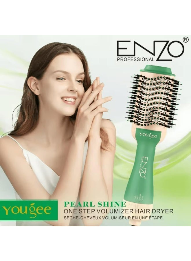ENZO Professional ENZO EN-6212 Professional One-Step Hair Dryer and Styler - 2-in-1 Volumizing Hot Air Brush with Ionic Technology, Ceramic Coating, Adjustable Heat Settings, and Ergonomic Design - Intl Version - Image 1