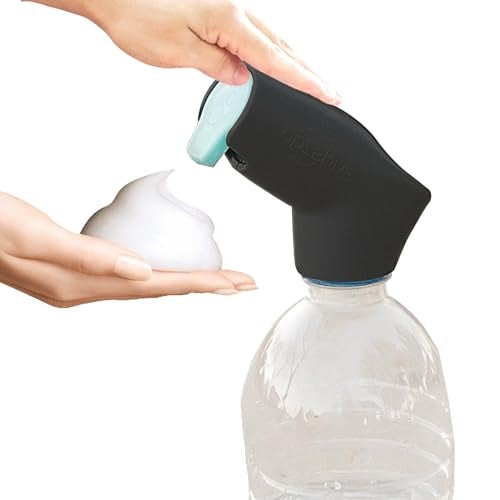 Suds2Go Refillable Caps, 2 Pack - Universal Fit Turns Most Disposable Water Bottles Into A Hand Washing Station - Includes Refillable Soap Reservoir - Conveniently Sized to Take on The Go - Black - Image 1