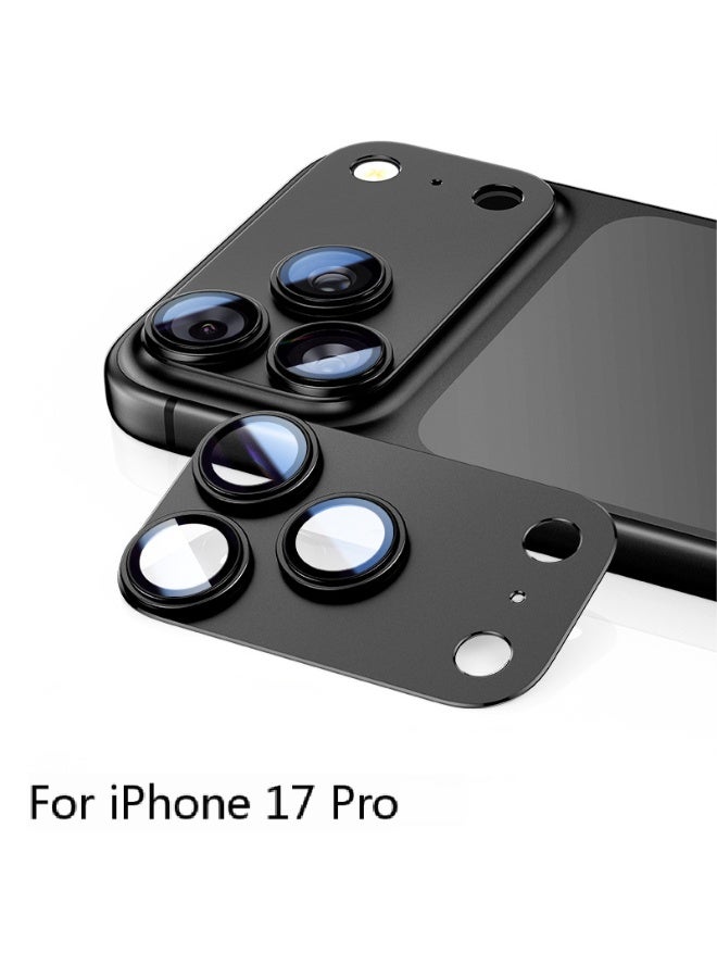 For iPhone 17 Pro Camera Lens Protector 9H Tempered Glass Camera Cover Screen Metal Ring Case Friendly Scratch Resistant Easy to Install - Black - Image 1
