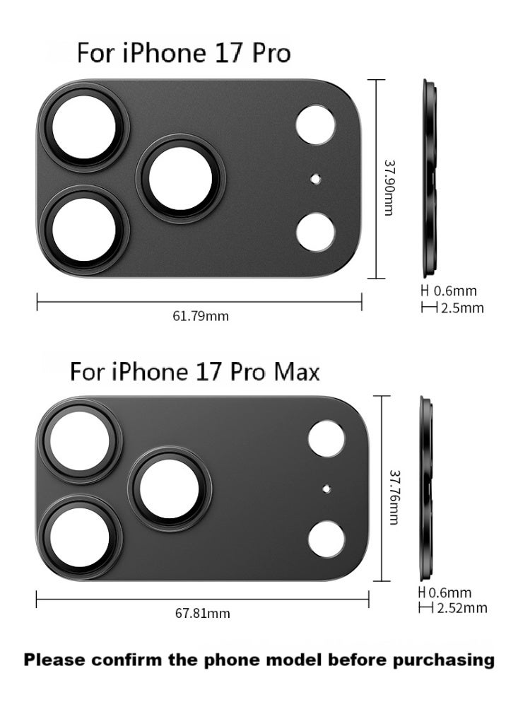 For iPhone 17 Pro Camera Lens Protector 9H Tempered Glass Camera Cover Screen Metal Ring Case Friendly Scratch Resistant Easy to Install - Black - Image 3