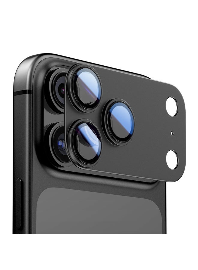 For iPhone 17 Pro Camera Lens Protector 9H Tempered Glass Camera Cover Screen Metal Ring Case Friendly Scratch Resistant Easy to Install - Black - Image 4