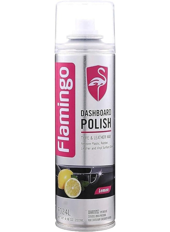 Flamingo Lemon Scented Dashboard Polish – 220ml – Dashboard polish and protection, dustproof, long-lasting shine, suitable for cars and homes - Image 1