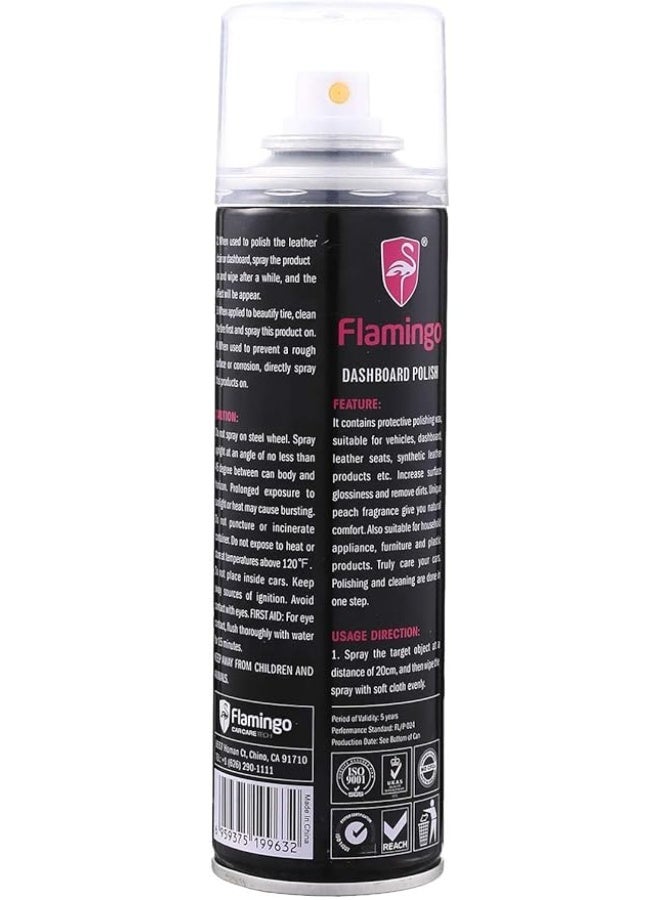 Flamingo Lemon Scented Dashboard Polish – 220ml – Dashboard polish and protection, dustproof, long-lasting shine, suitable for cars and homes - Image 2