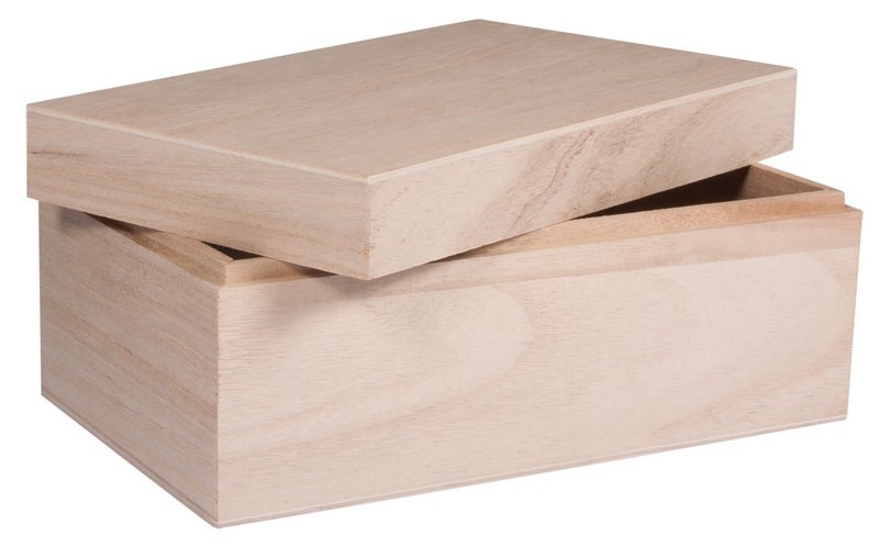 صندوق خشبي طبيعي مع غطاء من رايهر 62815000 لصنع الحرف اليدوية صندوق تذكاري خشبي 20 × 12 × 9 سم