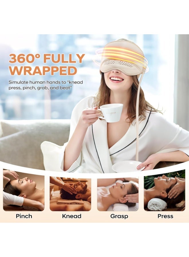 Head Massager, Electric Scalp Massage with 3 Heat Modes, Rechargeable Head and Eye Massager with 6 Zone Massage for Stress Relief, Headaches, Fatigue, Head Messenger for Rest & Relaxation - Image 3