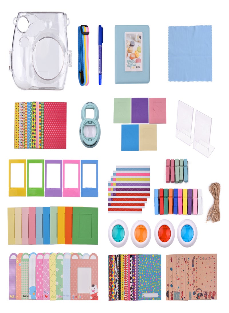 17-in-1 Instant Camera Accessories Kit Replacement for Fujifilm Instax Mini 7s/7c Instant Film Camera with Case/ Album/ Selfie Mirror/ Stickers/ Frames/ Lens Filter/ Lanyard and More  - Image 1