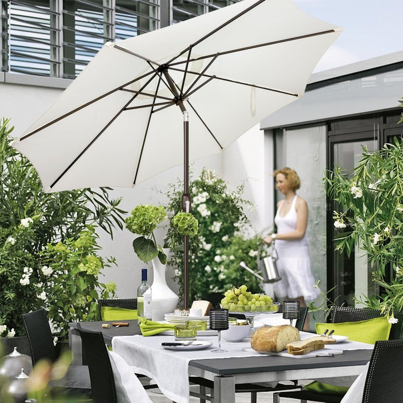 Blissun 9' Outdoor Patio Umbrella, Outdoor Table Umbrella, Yard Umbrella, Market Umbrella with 8 Sturdy Ribs, Push Button Tilt and Crank (Creamy White) - Image 4