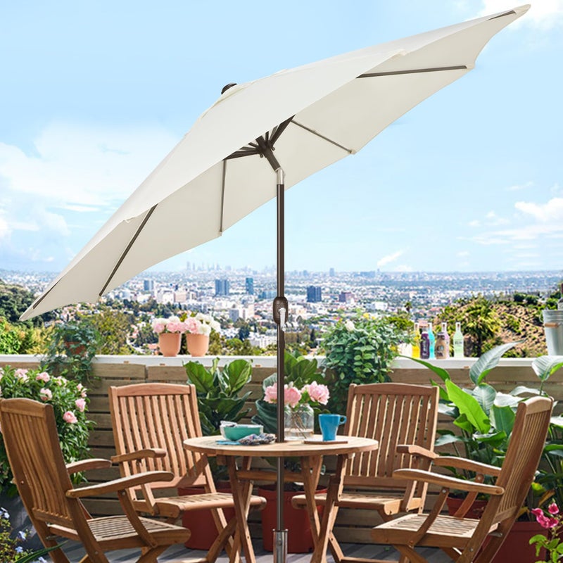 Blissun 9' Outdoor Patio Umbrella, Outdoor Table Umbrella, Yard Umbrella, Market Umbrella with 8 Sturdy Ribs, Push Button Tilt and Crank (Creamy White) - Image 5