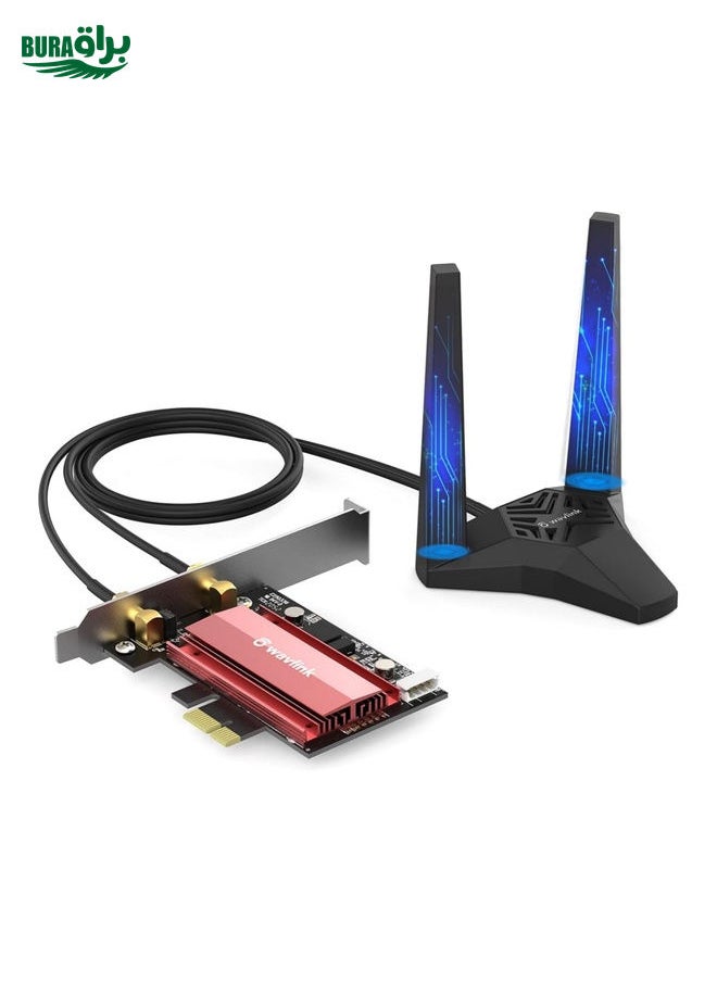 BURAQ WAVLINK WN675X2-PCIE AX3000 PCIe WiFi Network Card 3000Mbps Tri-band Wireless Adapter  - Image 1