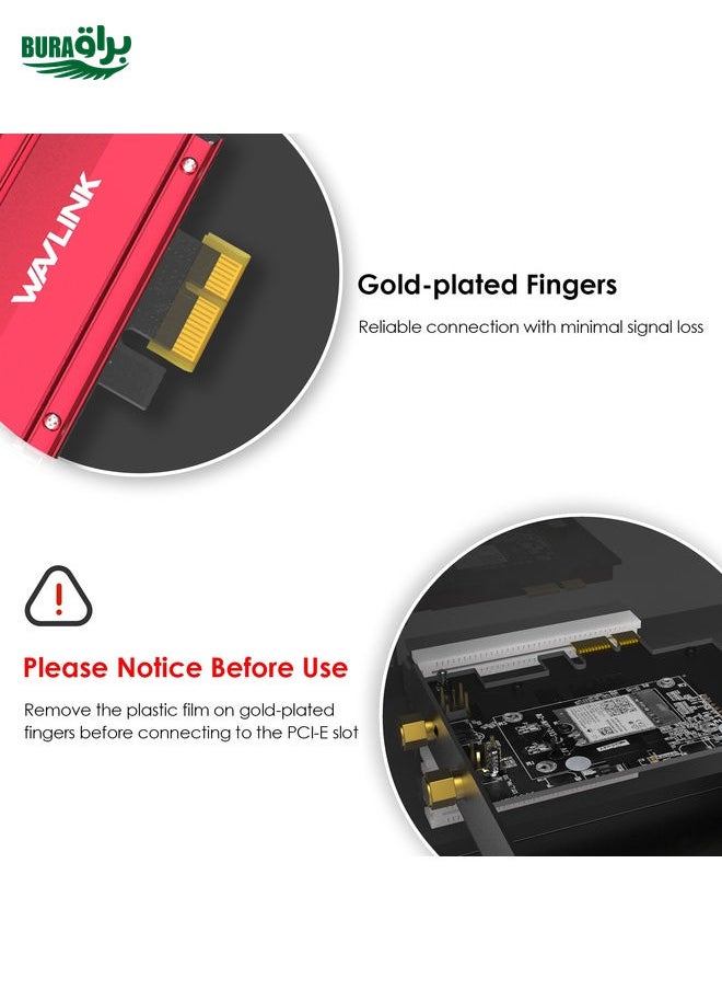 BURAQ - WAVLINK WN675X2-PCIE AX3000 PCIe WiFi Network Card 3000Mbps Tri-band Wireless Adapter - Image 1