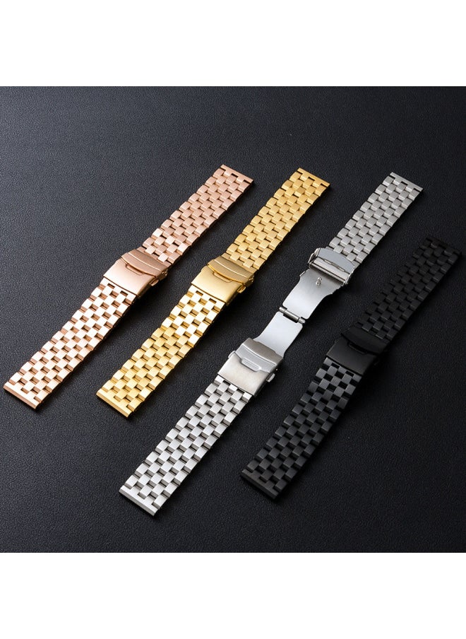 Generic - Digital Computer/smart Watch Band Stainless Steel Strap Replacement Compatible Fitbit Versa 2 3 4 Sense-Color:Tuhao Gold-Five-bead Steel Belt-Specifications:24mm (without Connector) - Image 1