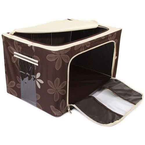 Inditradition Multipurpose Foldable Storage Boxes for Clothes Wardrobe Organizers Oxford Fabric Brown 66 Liter Pack of 1 - Image 2