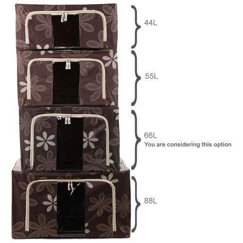 Inditradition Multipurpose Foldable Storage Boxes for Clothes Wardrobe Organizers Oxford Fabric Brown 66 Liter Pack of 1 - Image 5