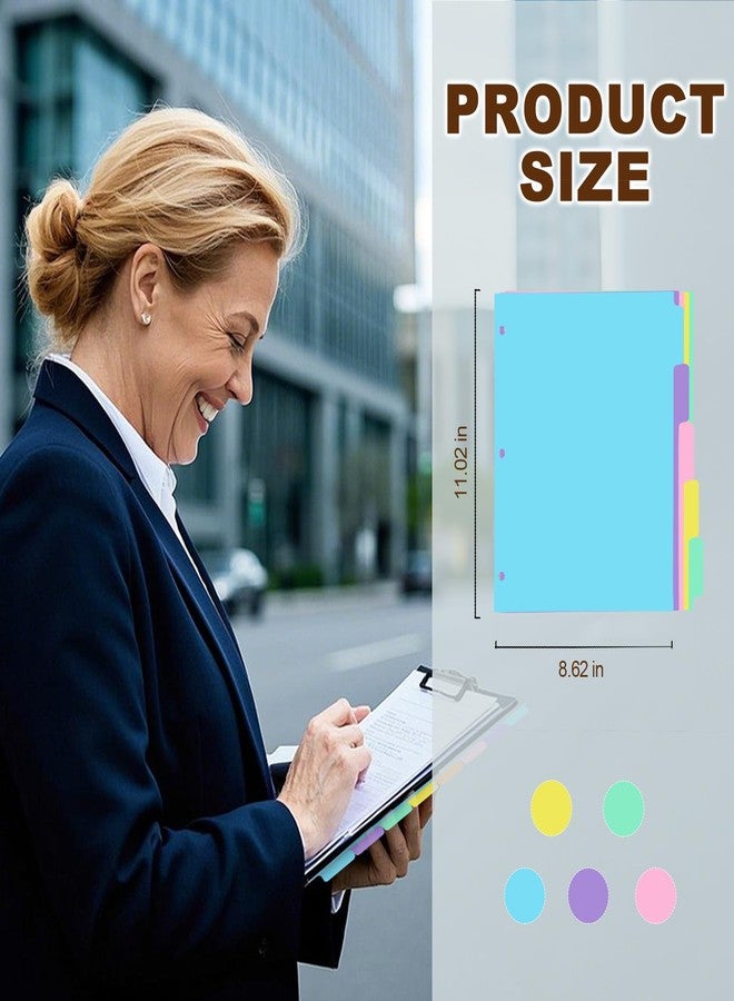 LIMANLIRY 5-tabs Binder Dividers with Tabs,Plastic Index with Label,Colorful Dividers for 3 Ring Binder (10) - Image 3