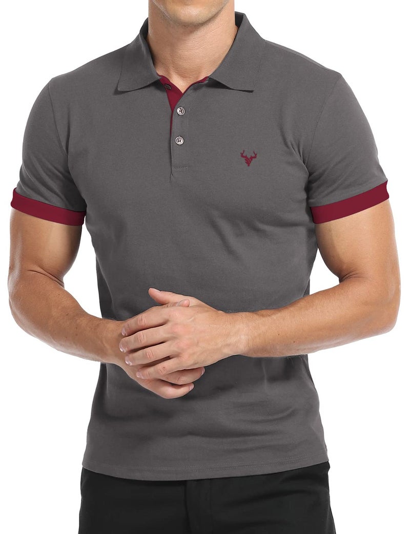 YTD Men's Short Sleeve Casual Slim Fit Polo Shirts Basic Designed Classic Cut Cotton Shirts - Image 2
