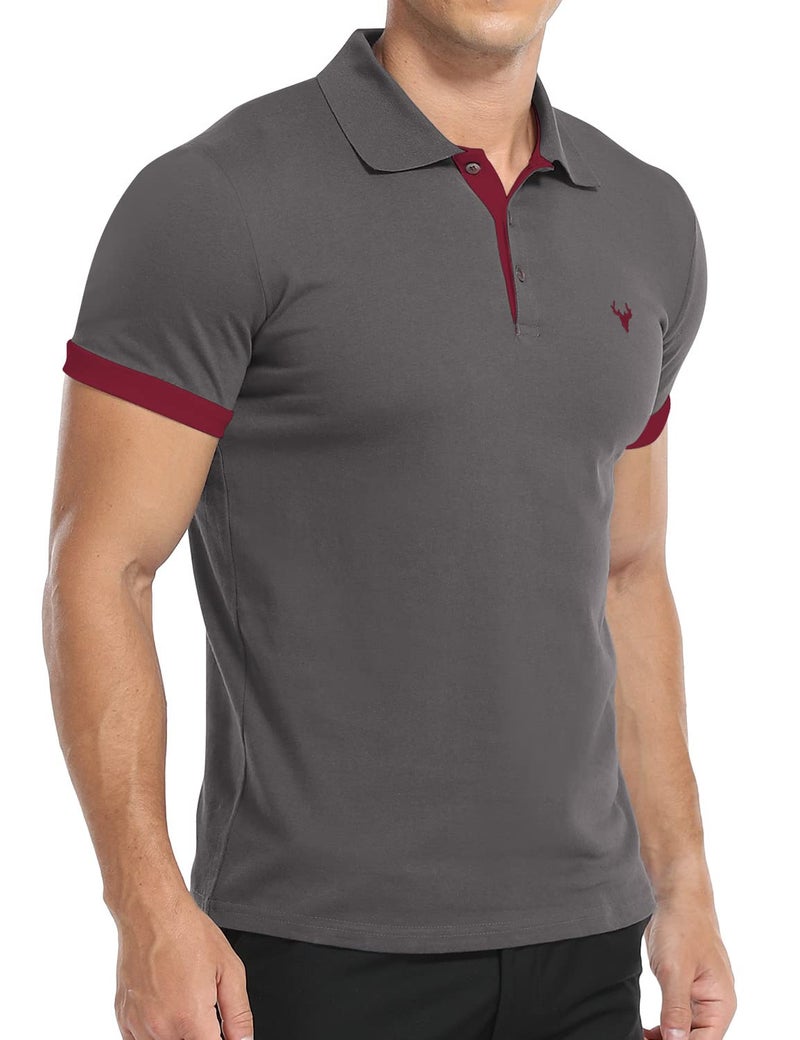 YTD Men's Short Sleeve Casual Slim Fit Polo Shirts Basic Designed Classic Cut Cotton Shirts - Image 3