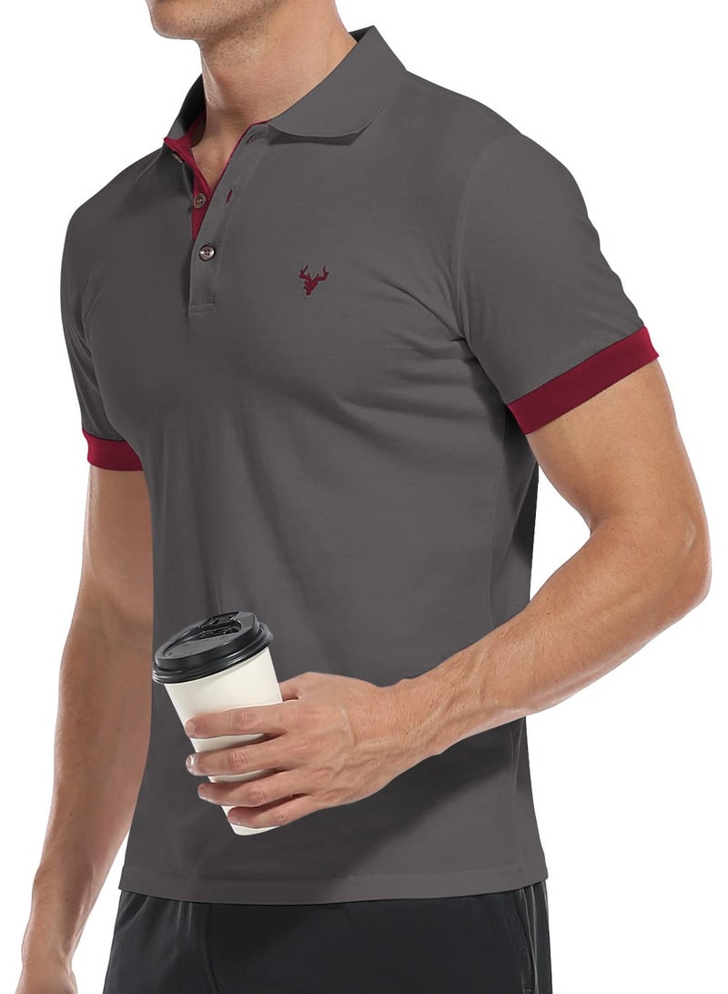 YTD Men's Short Sleeve Casual Slim Fit Polo Shirts Basic Designed Classic Cut Cotton Shirts - Image 4