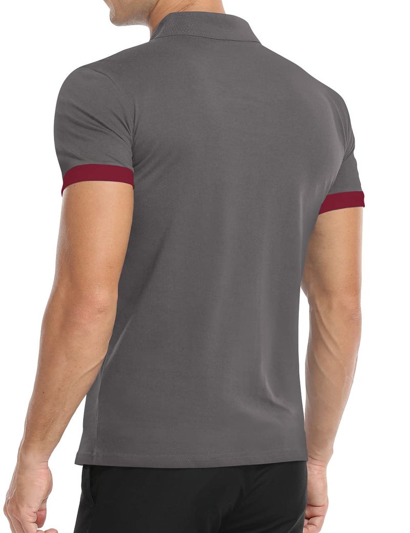 YTD Men's Short Sleeve Casual Slim Fit Polo Shirts Basic Designed Classic Cut Cotton Shirts - Image 5