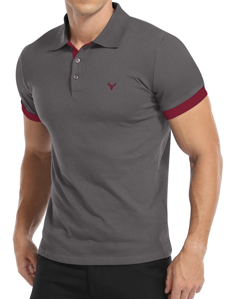 YTD Men's Short Sleeve Casual Slim Fit Polo Shirts Basic Designed Classic Cut Cotton Shirts - Image 1
