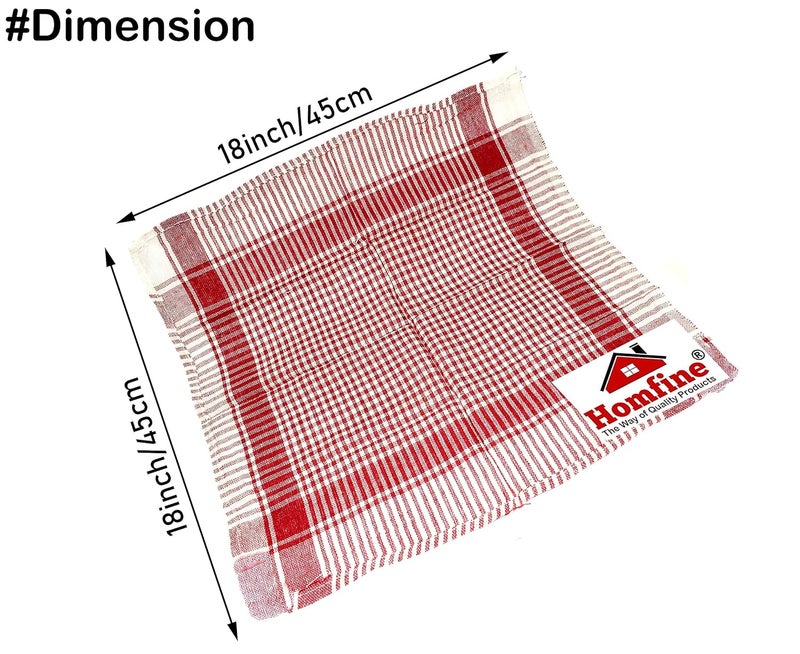 Homfine مجموعة هومفاين 5 قطع من قماش القطن للمطبخ/مناديل/فوط للروتي-تشاباتي، التنظيف، ومسح الغبار في المطبخ (متعدد الألوان، 5 قطع) الحجم - 18x18 بوصة - Image 2